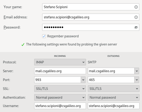 impostazioni imap-smtp